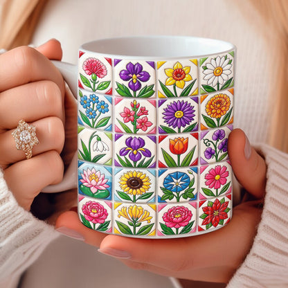 Floral Patchwork 11Oz Mug Every Month Holds Blossoms