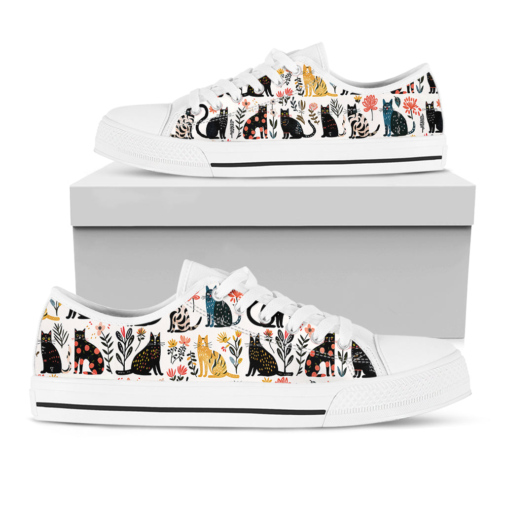 Cat Women's Low Top Shoes Botanical Cat Bliss