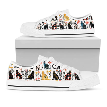 Cat Women's Low Top Shoes Botanical Cat Bliss