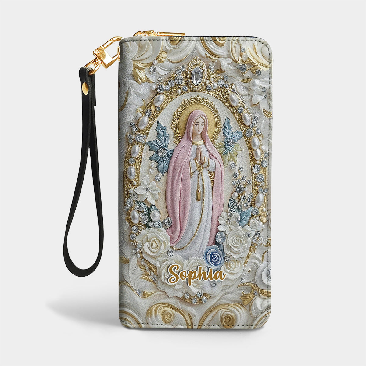 Graceful Mary Leather Wallet 3D Personalized Faith & Grace