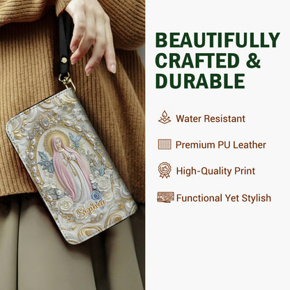Graceful Mary Leather Wallet 3D Personalized Faith & Grace