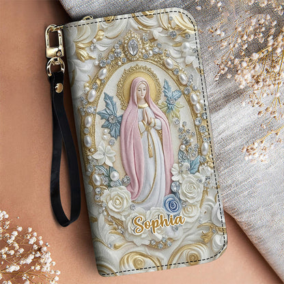 Graceful Mary Leather Wallet 3D Personalized Faith & Grace