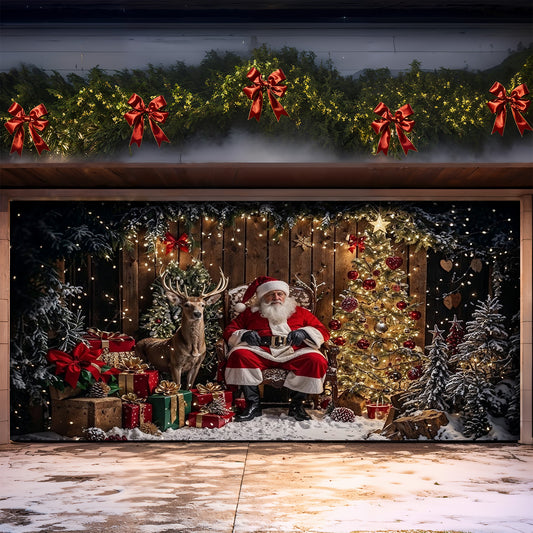 Christmas Garage Door Banner Decoration -  Sparkling Reindeer Gift Magic