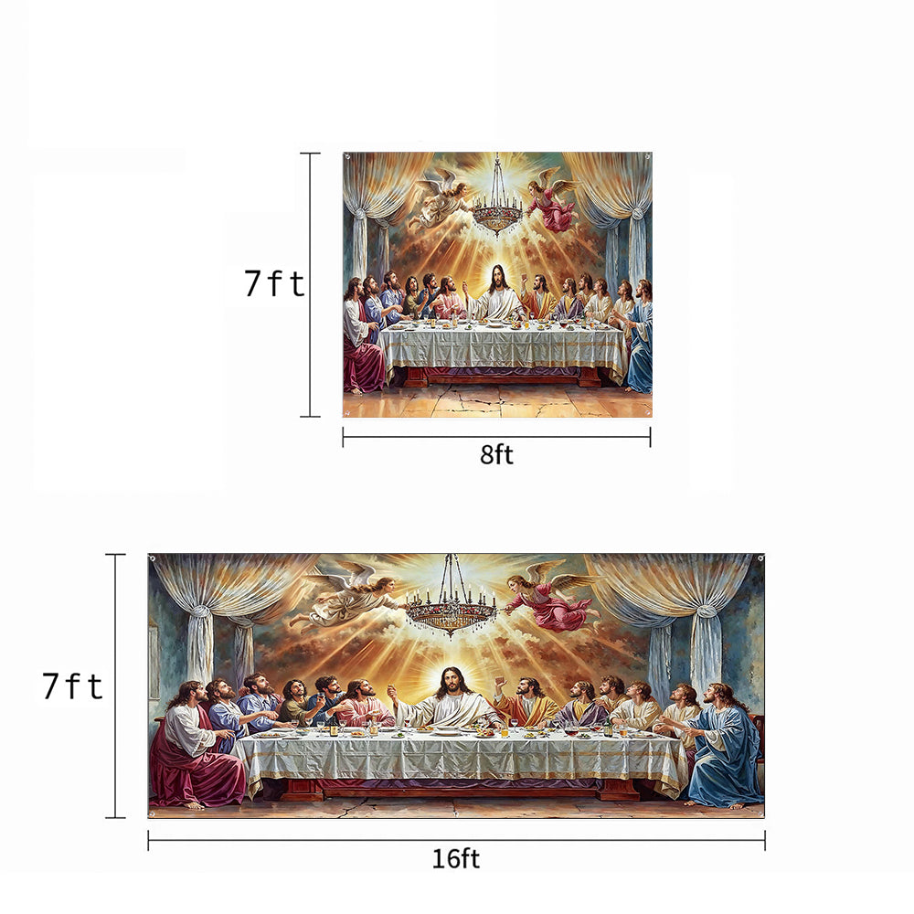Christian Garage Door Banner Decoration - The Last Supper Heaven Opens