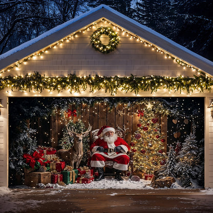 Christmas Garage Door Banner Decoration -  Sparkling Reindeer Gift Magic