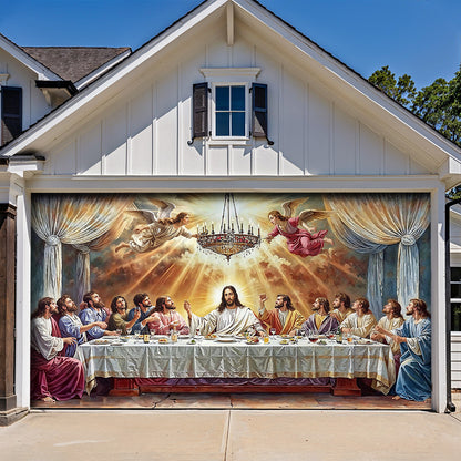 Christian Garage Door Banner Decoration - The Last Supper Heaven Opens