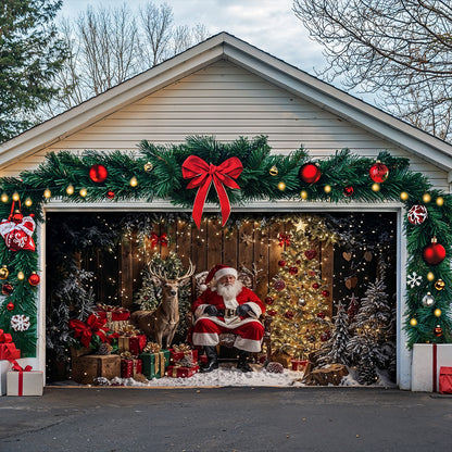 Christmas Garage Door Banner Decoration -  Sparkling Reindeer Gift Magic