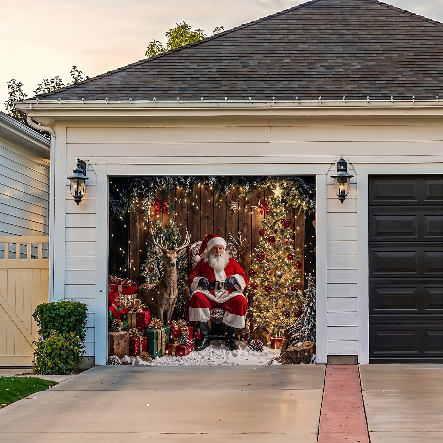 Christmas Garage Door Banner Decoration -  Sparkling Reindeer Gift Magic
