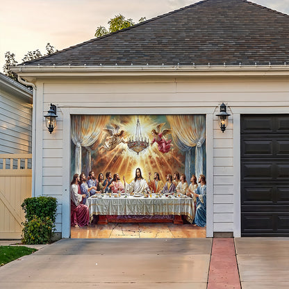 Christian Garage Door Banner Decoration - The Last Supper Heaven Opens