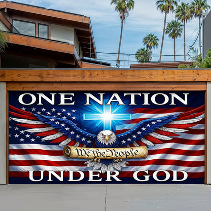 Christian Patriotic Art Garage Door Banner Decoration - In God We Stand