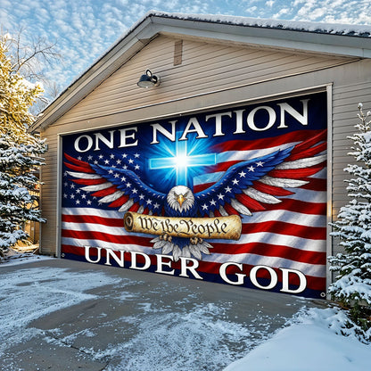Christian Patriotic Art Garage Door Banner Decoration - In God We Stand