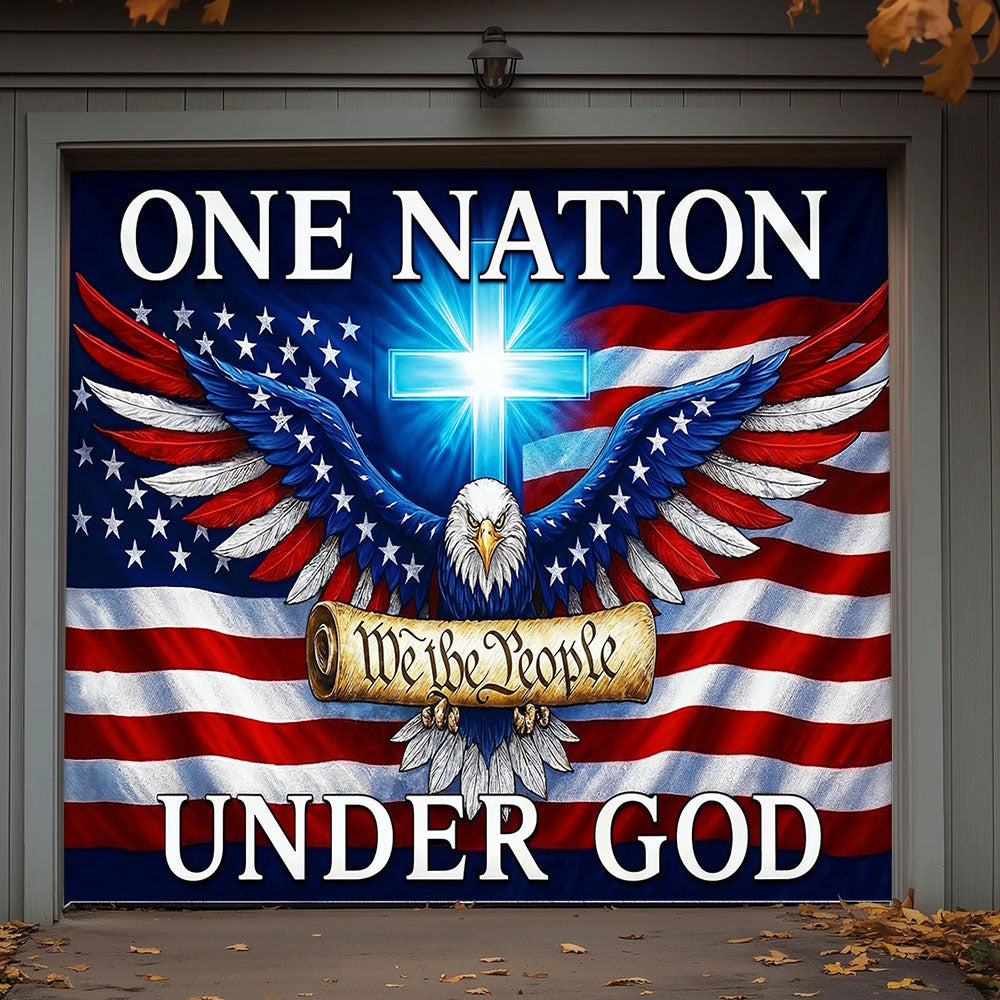 Christian Patriotic Art Garage Door Banner Decoration - In God We Stand