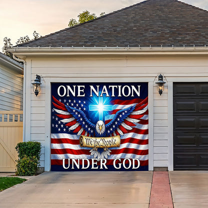 Christian Patriotic Art Garage Door Banner Decoration - In God We Stand