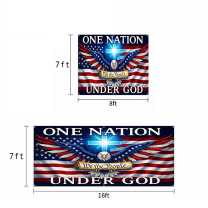 Christian Patriotic Art Garage Door Banner Decoration - In God We Stand