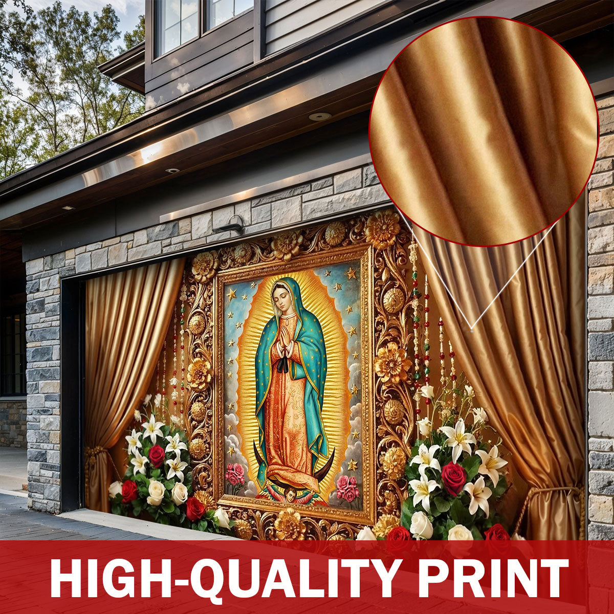 Winter Garage Door Banner Decoration -  Holy Mary Of Guadalupe