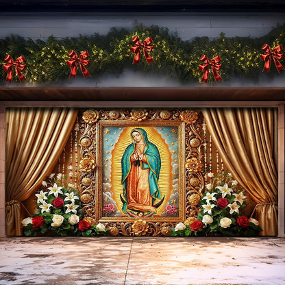 Winter Garage Door Banner Decoration -  Holy Mary Of Guadalupe