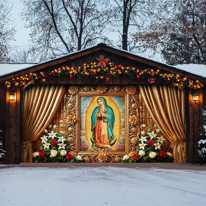 Winter Garage Door Banner Decoration -  Holy Mary Of Guadalupe