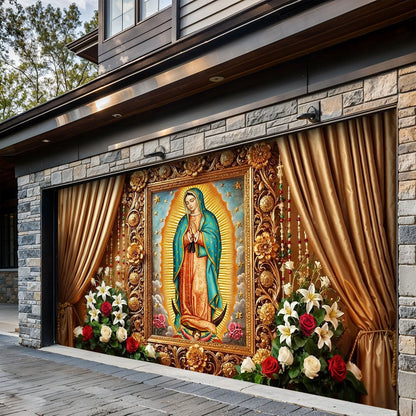 Winter Garage Door Banner Decoration -  Holy Mary Of Guadalupe