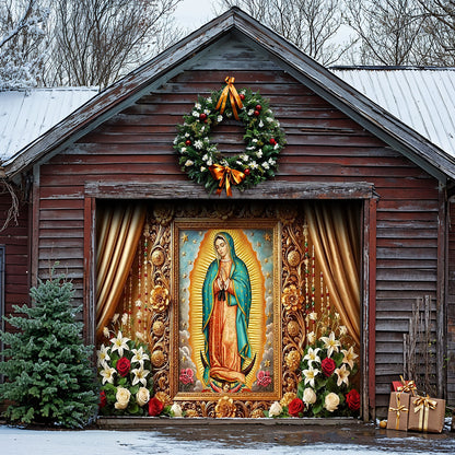 Winter Garage Door Banner Decoration -  Holy Mary Of Guadalupe