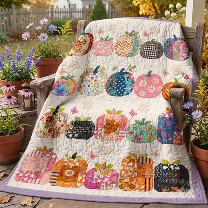 Fall Quilted Blanket Whimsical Pumpkin Patchwork