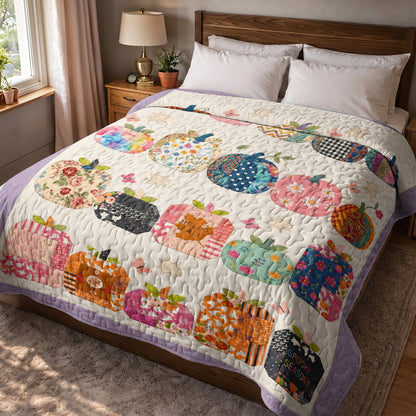 Fall Quilted Blanket Whimsical Pumpkin Patchwork