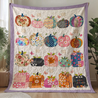 Fall Quilted Blanket Whimsical Pumpkin Patchwork