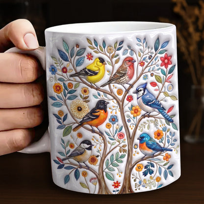 Garden Songbird Lovers Ceramic Mug Summer Songbird Bloom Tree