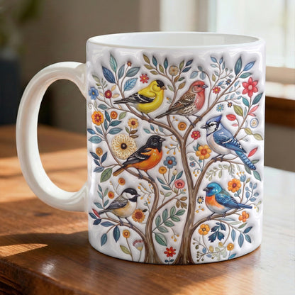 Garden Songbird Lovers Ceramic Mug Summer Songbird Bloom Tree