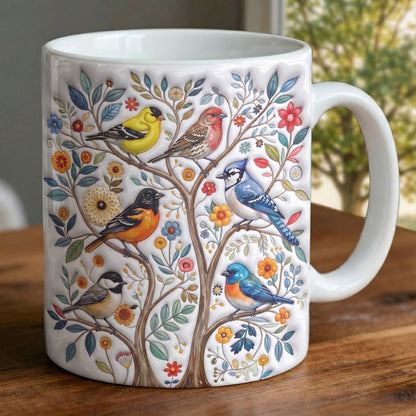 Garden Songbird Lovers Ceramic Mug Summer Songbird Bloom Tree