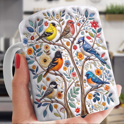 Garden Songbird Lovers Ceramic Mug Summer Songbird Bloom Tree