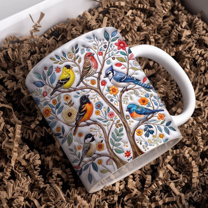 Garden Songbird Lovers Ceramic Mug Summer Songbird Bloom Tree