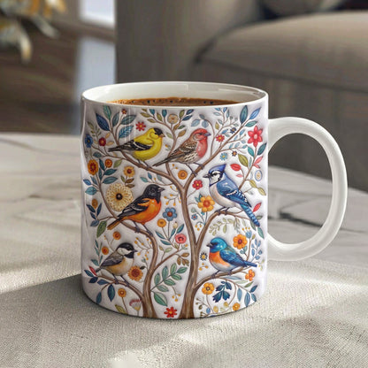 Garden Songbird Lovers Ceramic Mug Summer Songbird Bloom Tree