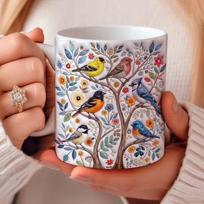 Garden Songbird Lovers Ceramic Mug Summer Songbird Bloom Tree