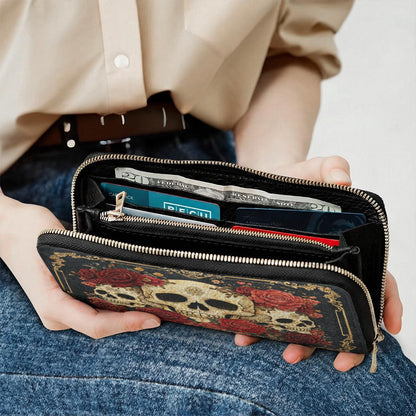 Gothic Skull Leather Wallet Eternal Bloom of Bone