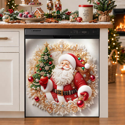 Christmas Magnetic Dishwasher Cover Santa's Sparkling Christmas Magic
