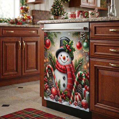 Christmas Magnetic Dishwasher Cover Jolly Snowman Christmas Cheer