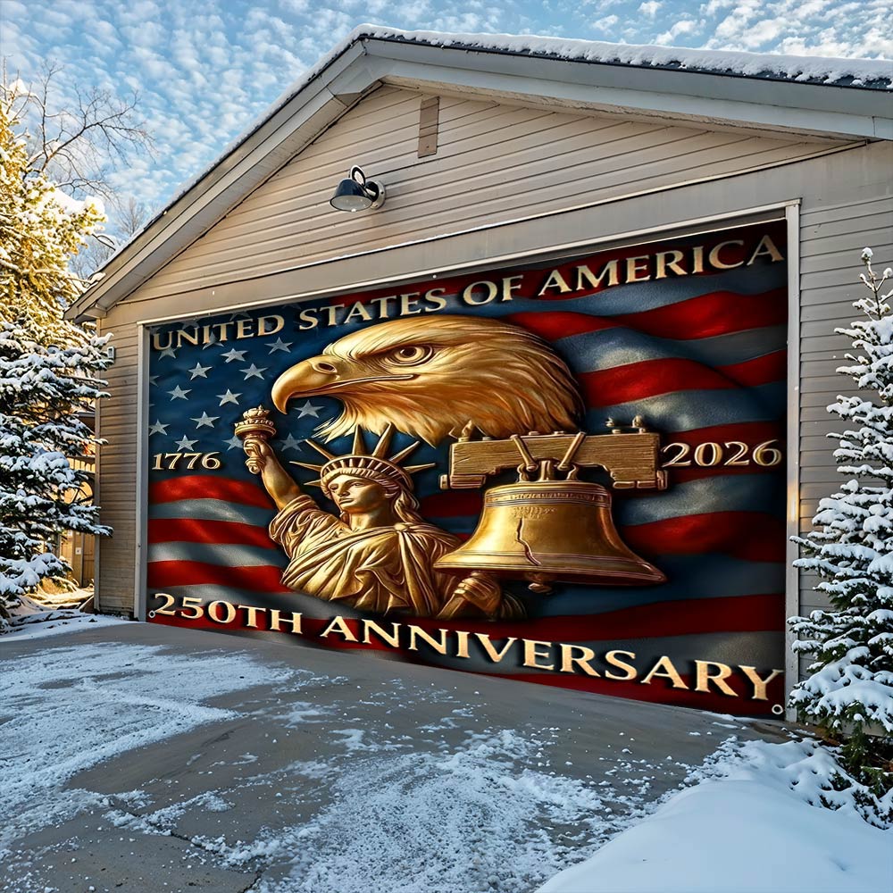 Patriotic Garage Door Banner - America 250th Anniversary