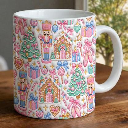 Christmas Ceramic Mug Vintage Pink Nutcracker Wonderland