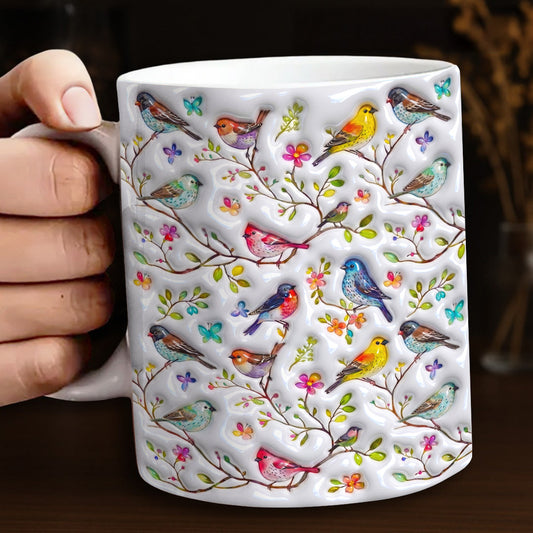 Bird Lovers 11Oz Mug Puffy Whispering Songbirds Blossom Haven