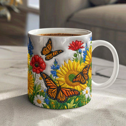 Monarch Garden Ceramic Mug Golden Meadow Monarch Butterfly Bliss