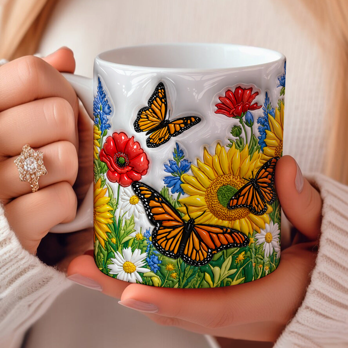 Monarch Garden Ceramic Mug Golden Meadow Monarch Butterfly Bliss