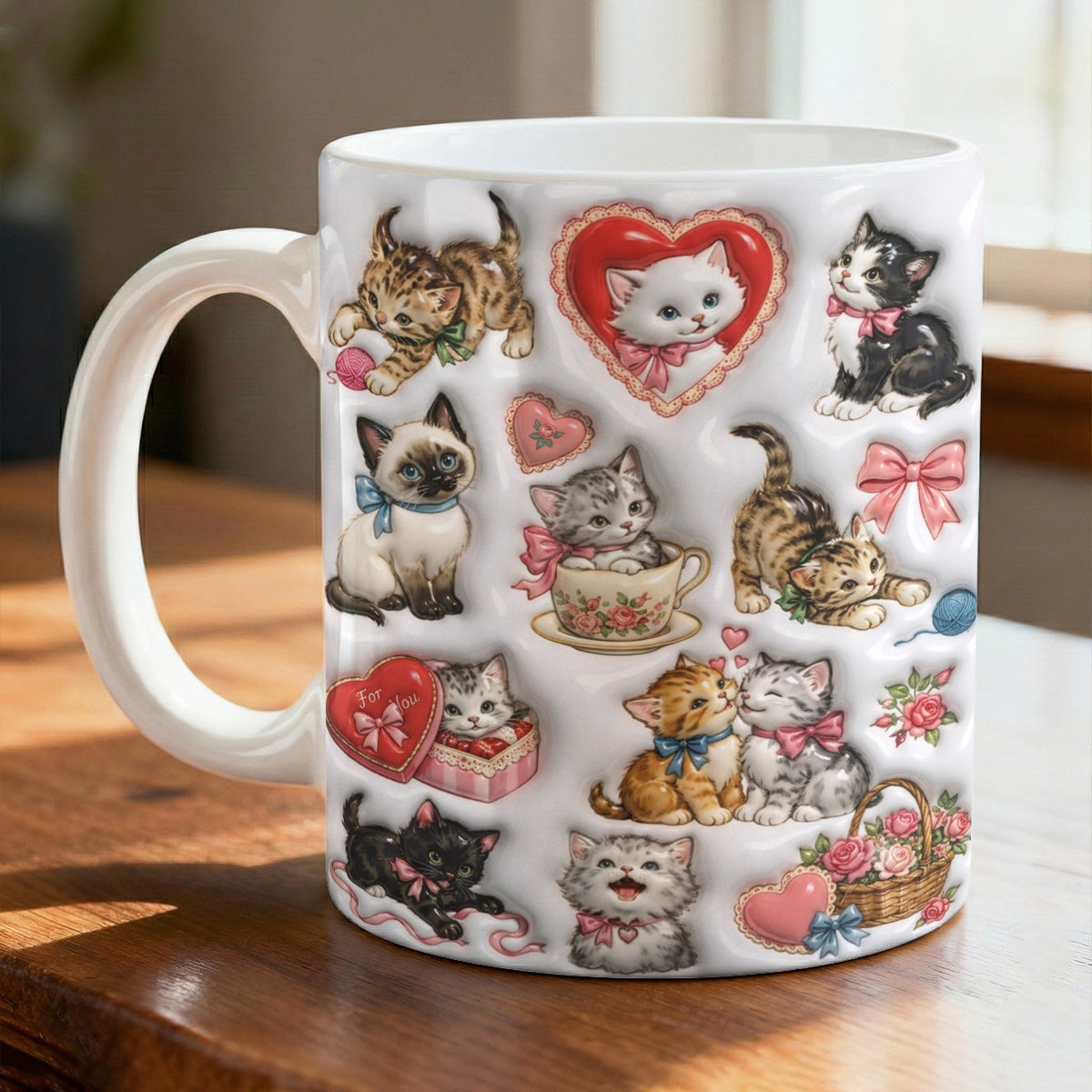 Cat Ceramic Mug Sweet Whiskers Love