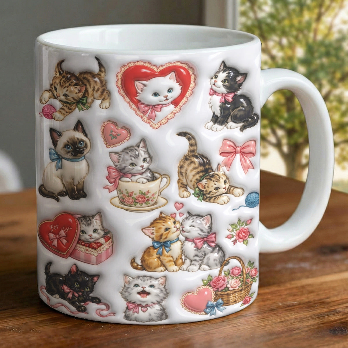 Cat Ceramic Mug Sweet Whiskers Love
