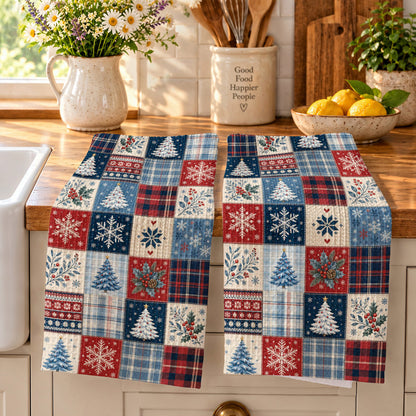 Christmas Kitchen Towel Cozy Christmas Patchwork