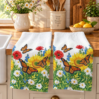 Monarch Garden Kitchen Towel Golden Meadow Monarch Butterfly Bliss