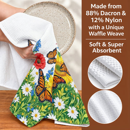 Monarch Garden Kitchen Towel Golden Meadow Monarch Butterfly Bliss