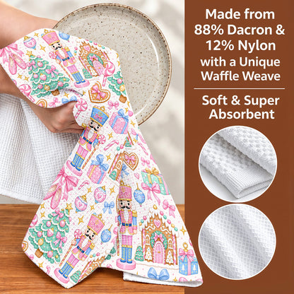 Christmas Kitchen Towel Pink Nutcracker Wonderland