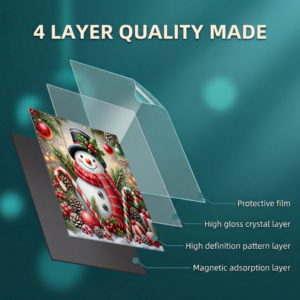 Christmas Magnetic Dishwasher Cover Jolly Snowman Christmas Cheer