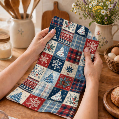 Christmas Kitchen Towel Cozy Christmas Patchwork