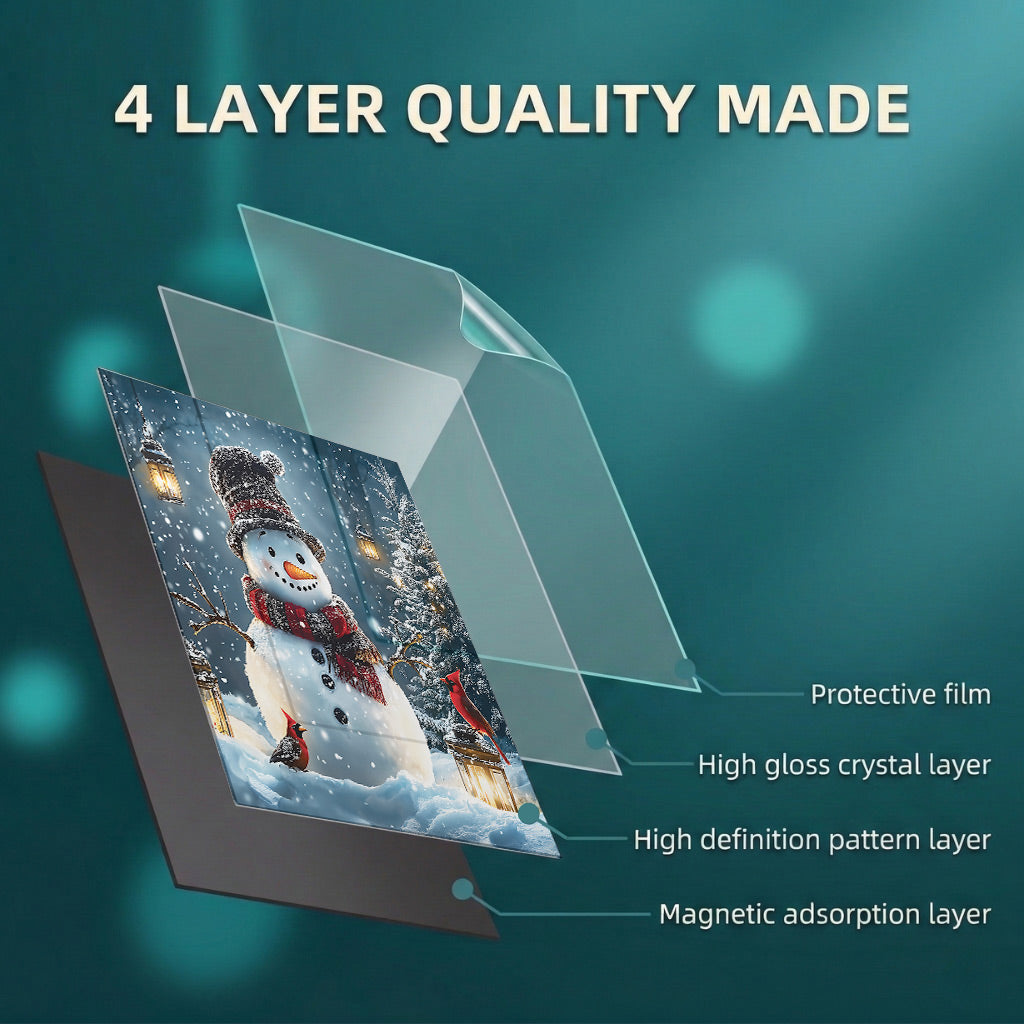 Christmas Magnetic Dishwasher Cover Snowman's Magical Winter Wonderland